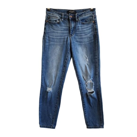 Judy Blue Distressed Relaxed Fit High Waist Stretchy Medium Wash Ankle Jeans 29 - Picture 1 of 12